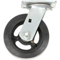 Global Industrial 6 Mold-on Rubber Wheel, Heavy Duty Swivel Plate Caster, 500 lb. Capacity 601122